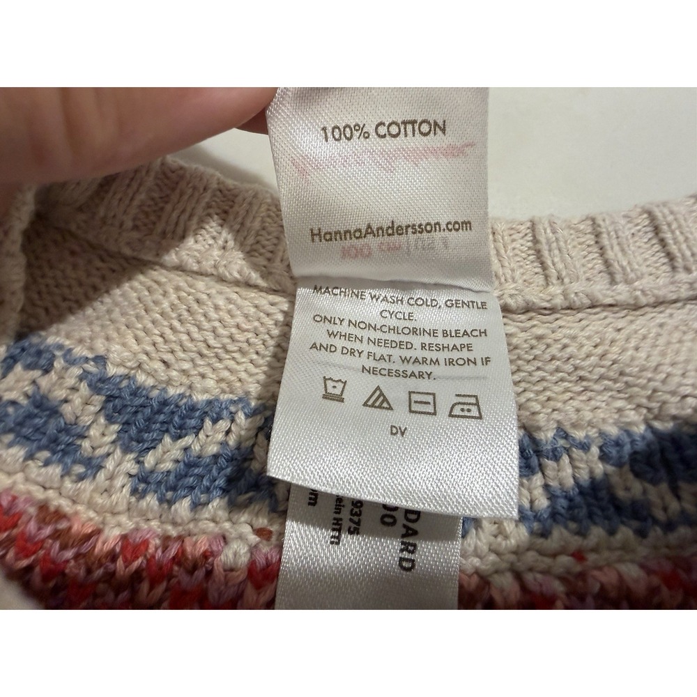 Hanna Andersson Festive Forest Sweater Sz 4 Fair Isle Holiday Pine Trees Nordic - Picture 4 of 5